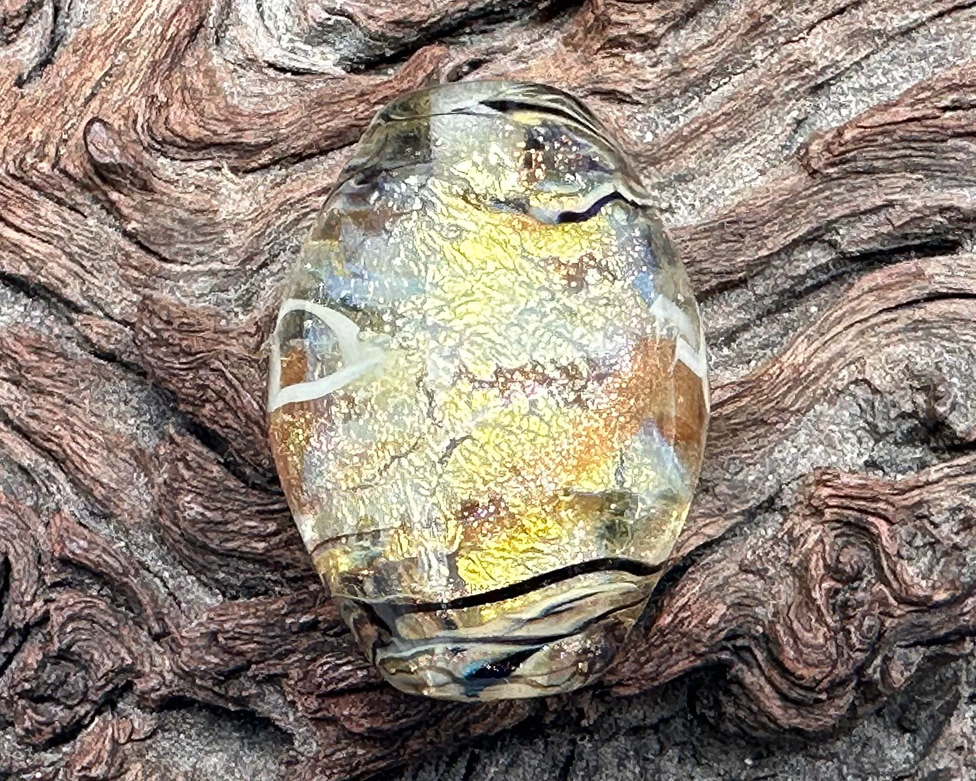 Gilded Gold Lampwork Focal Bead SRA