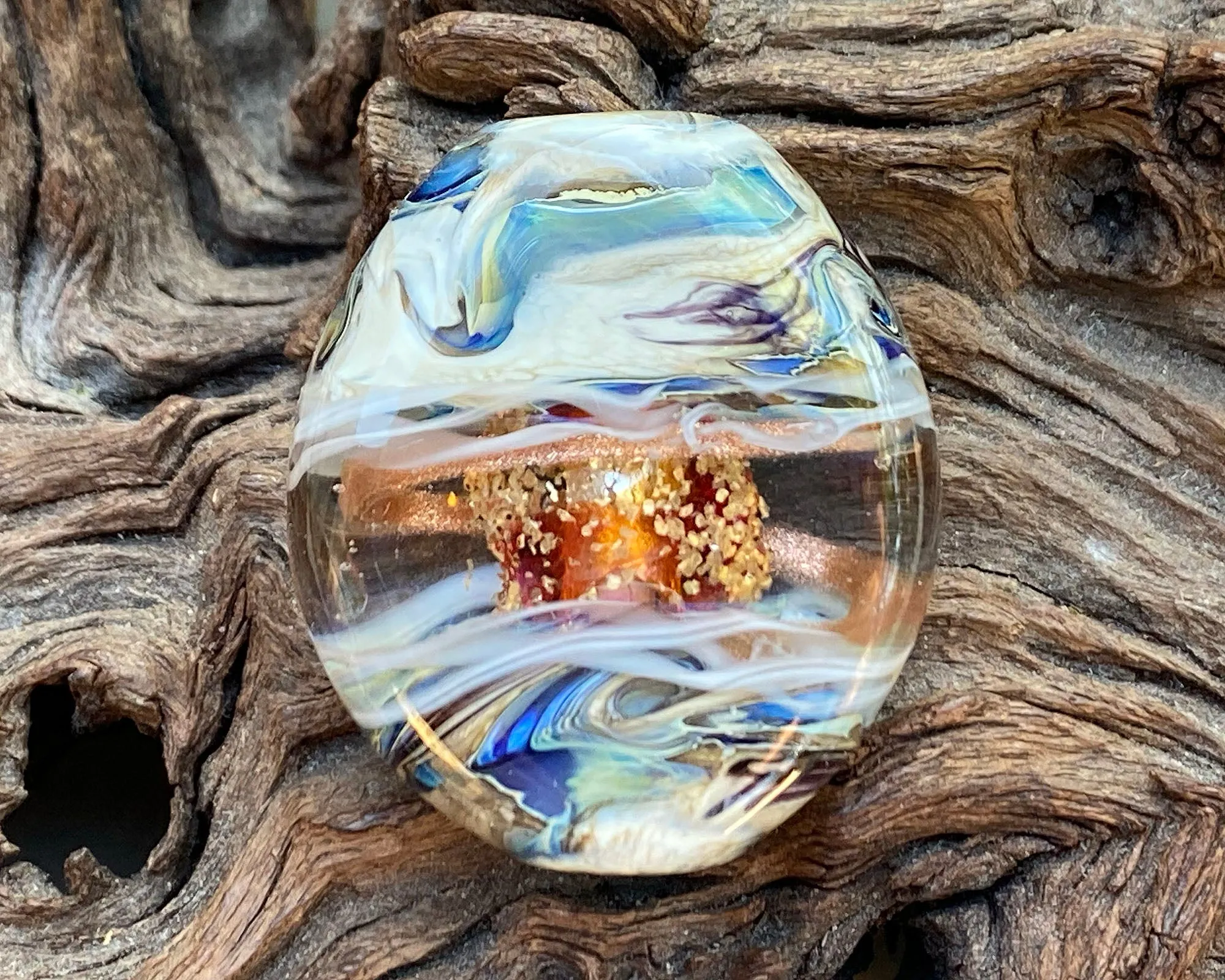 Gold Mica Organic Lampwork Focal Bead SRA
