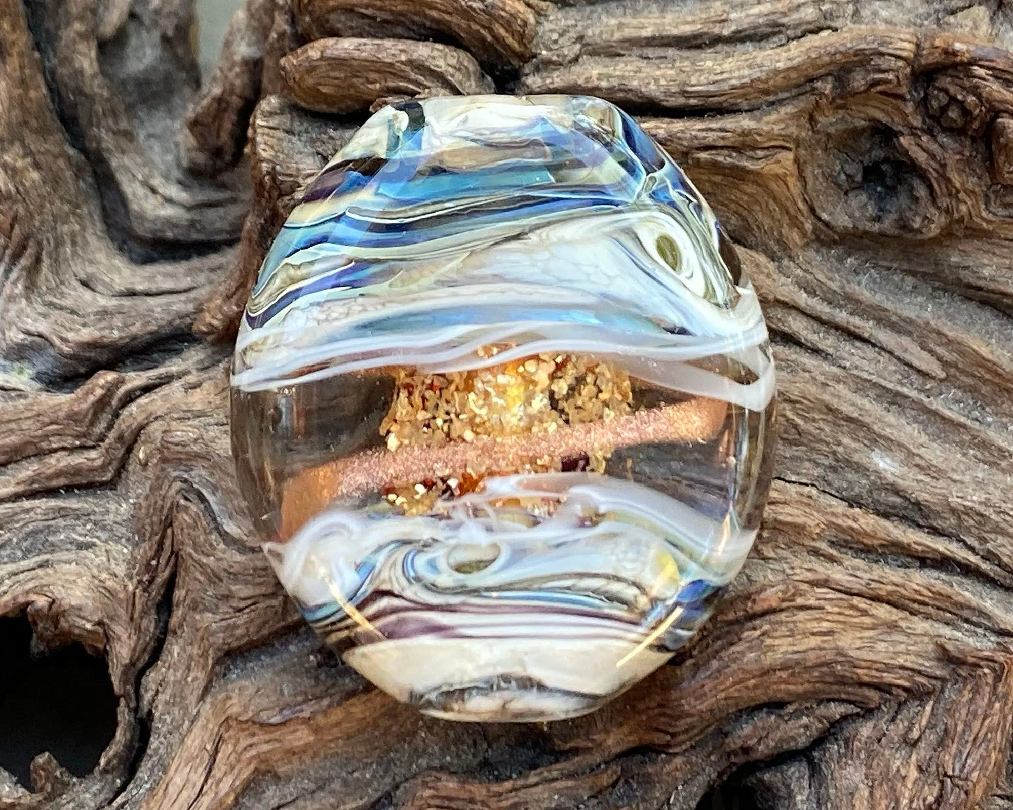 Gold Mica Organic Lampwork Focal Bead SRA