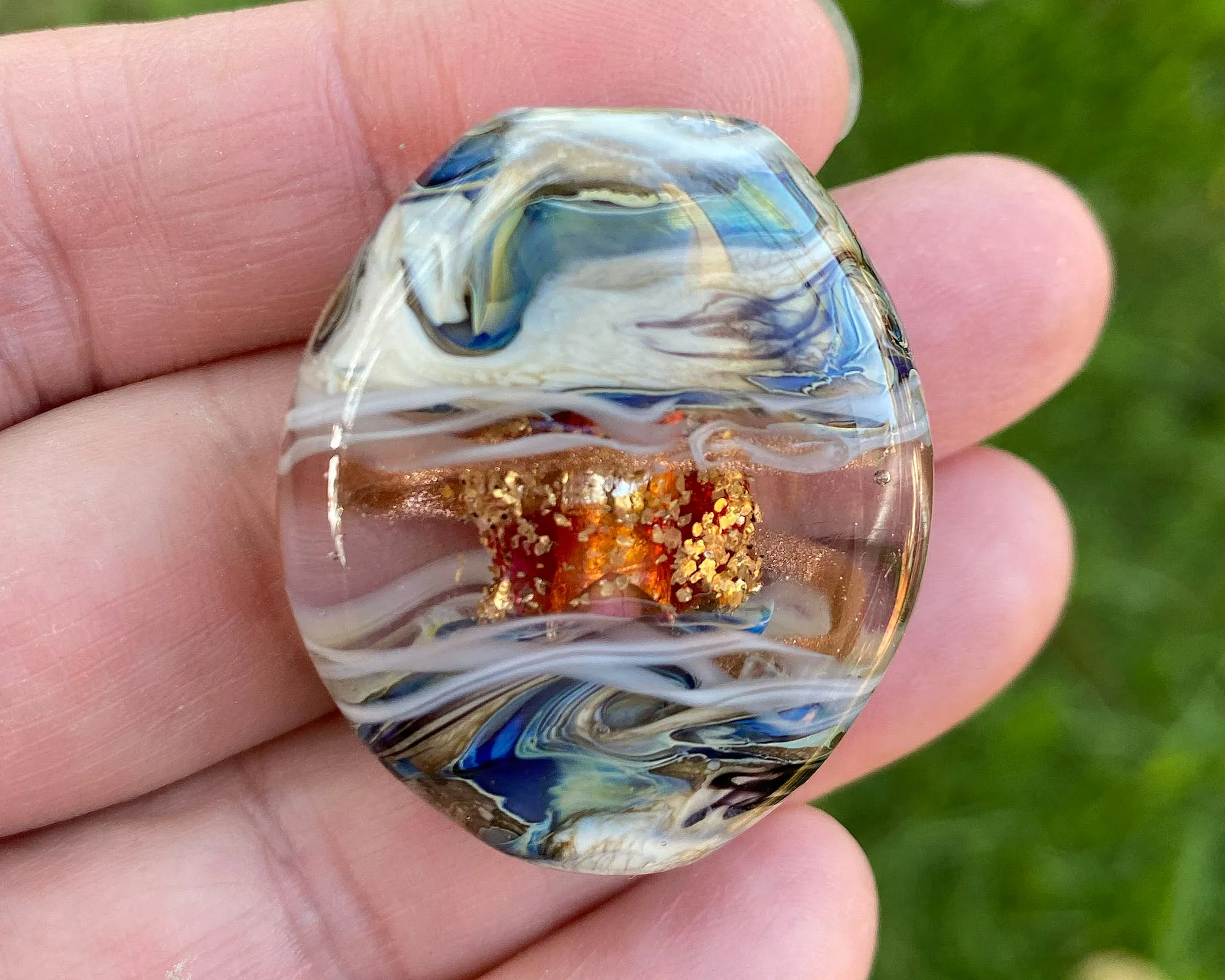 Gold Mica Organic Lampwork Focal Bead SRA