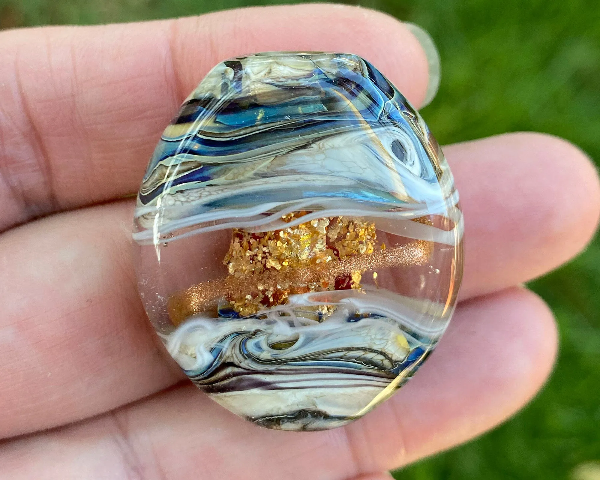 Gold Mica Organic Lampwork Focal Bead SRA