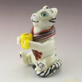 Hot Cocoa Kitty with Yellow Mug and Scarf Sculpture