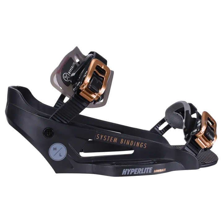 Hyperlite 2024 System Lowback Wakeboard Bindings- Black/Gold
