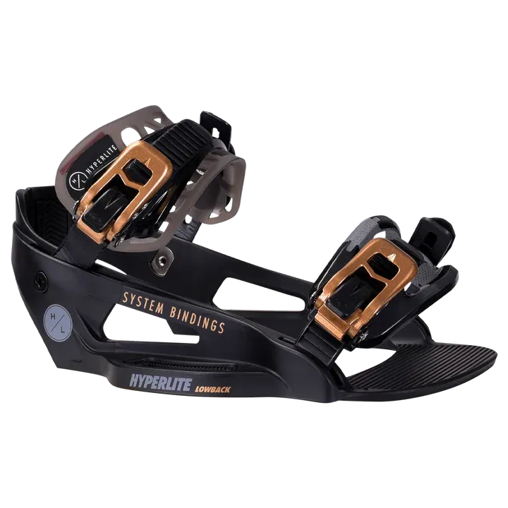 Hyperlite 2024 System Lowback Wakeboard Bindings- Black/Gold