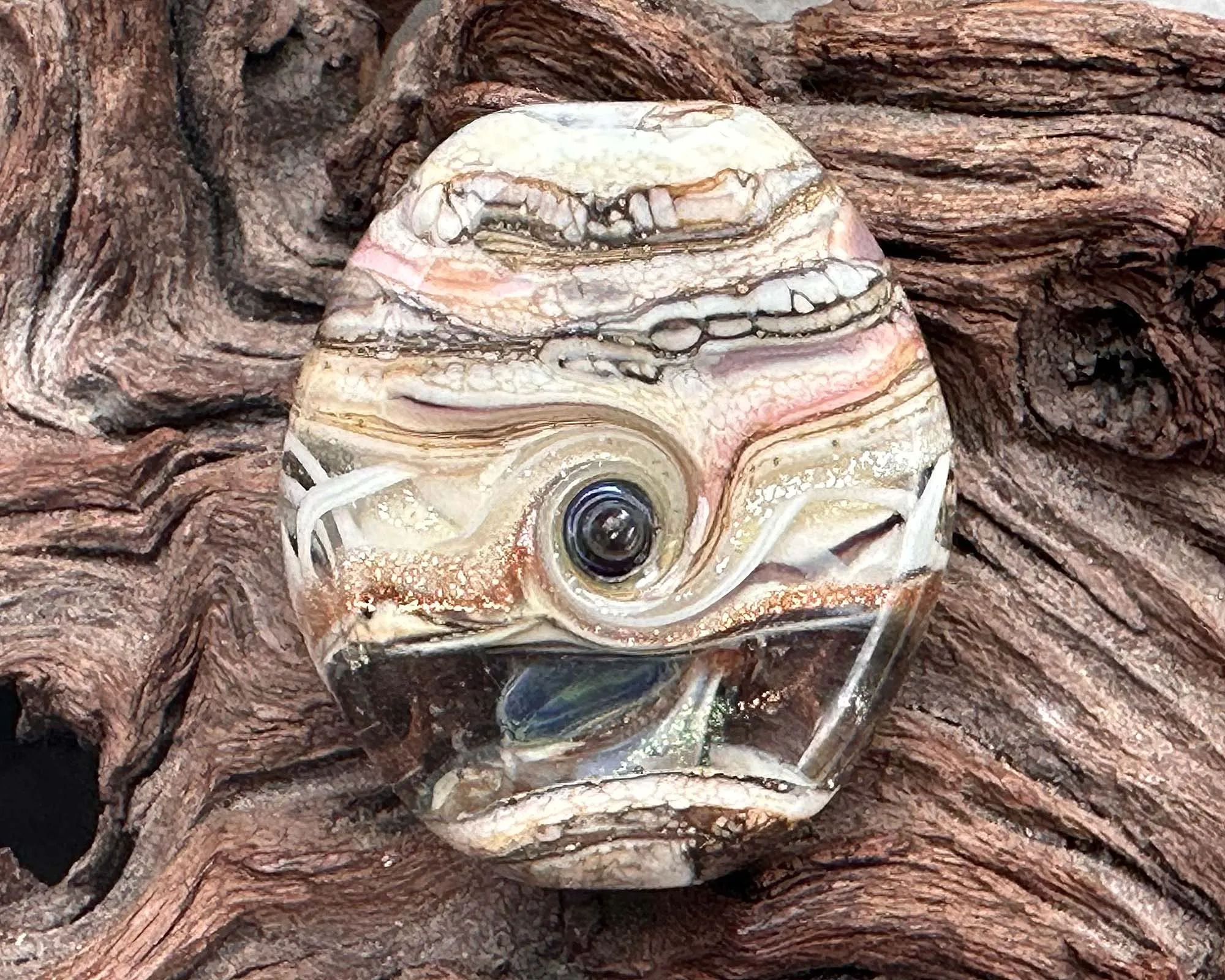 Ivory Dichroic Organic Lampwork Focal Bead SRA