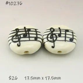 Ivory Lentil Pair with Black Music Notes and Manuscript