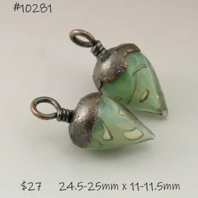 Ivory Sea Green Luster Drops with Copper Electroforming