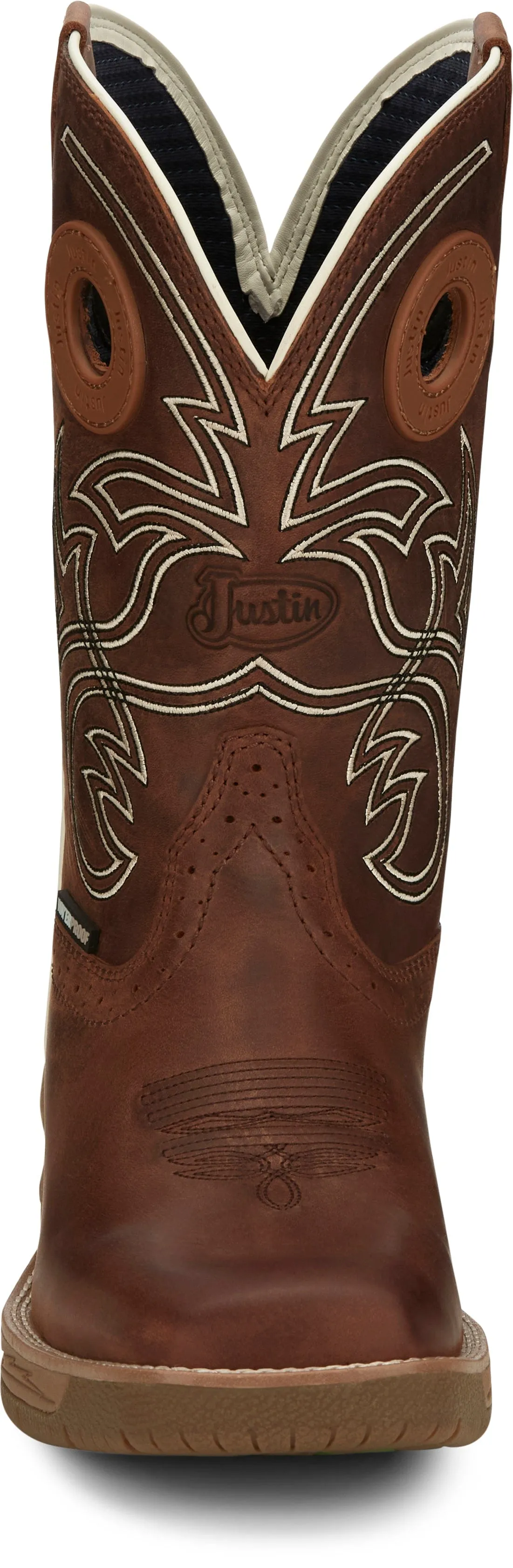 Justin Men's Nitread Spice Brown Waterproof Square Toe Work Boots CR3200