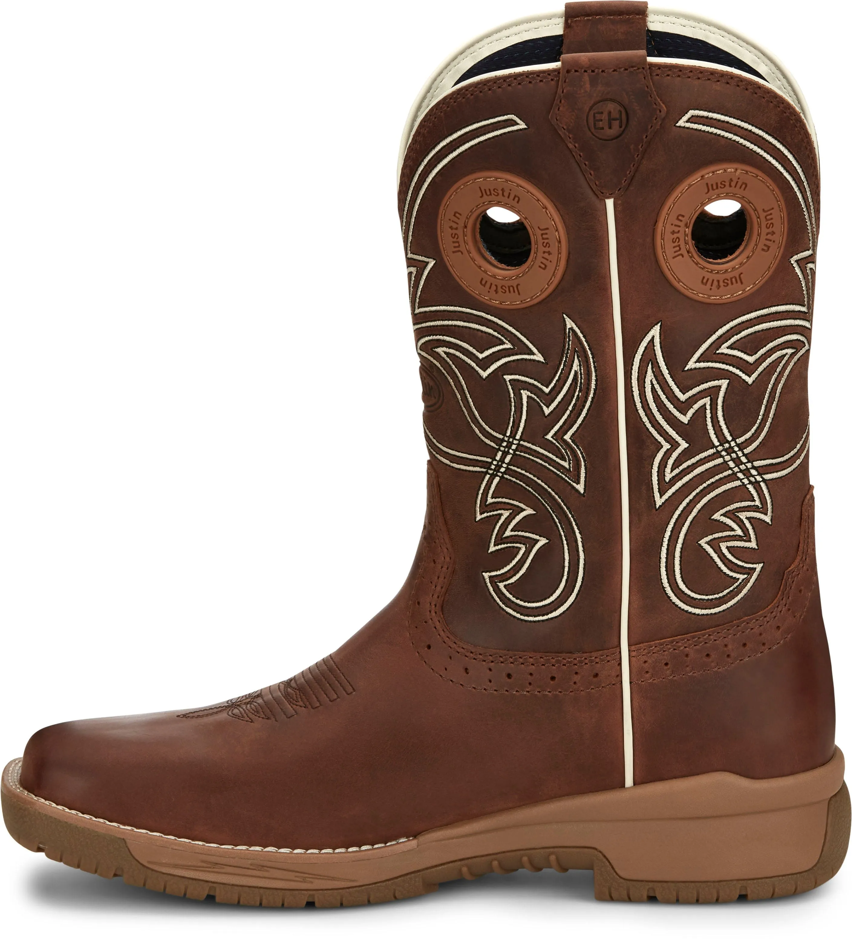 Justin Men's Nitread Spice Brown Waterproof Square Toe Work Boots CR3200