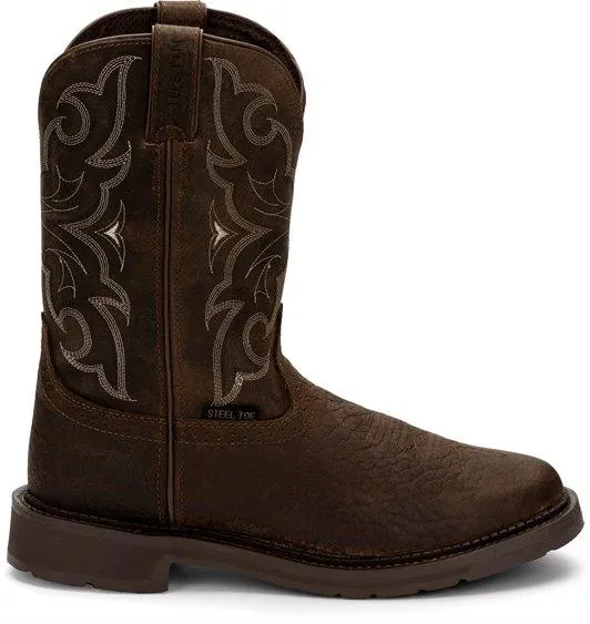 Justin Men's Stampede Amarillo Chocolate Steel Toe Work Boots WK4311