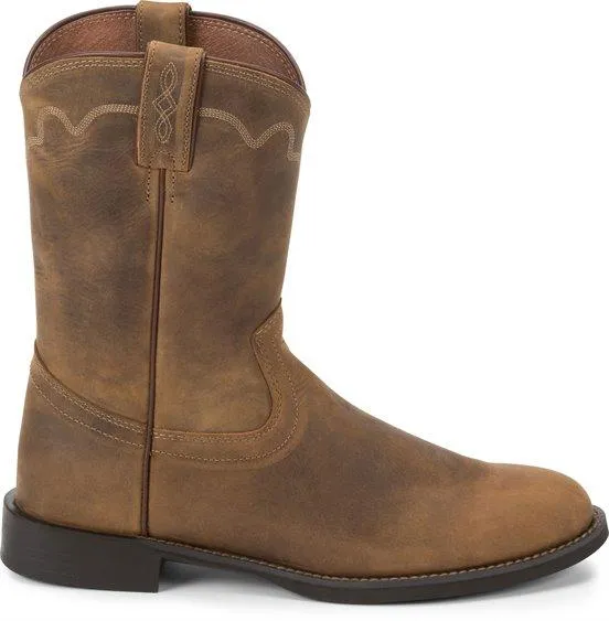 Justin Men's Stampede Jeb Tan Apache Round Toe Roper Boots 3902