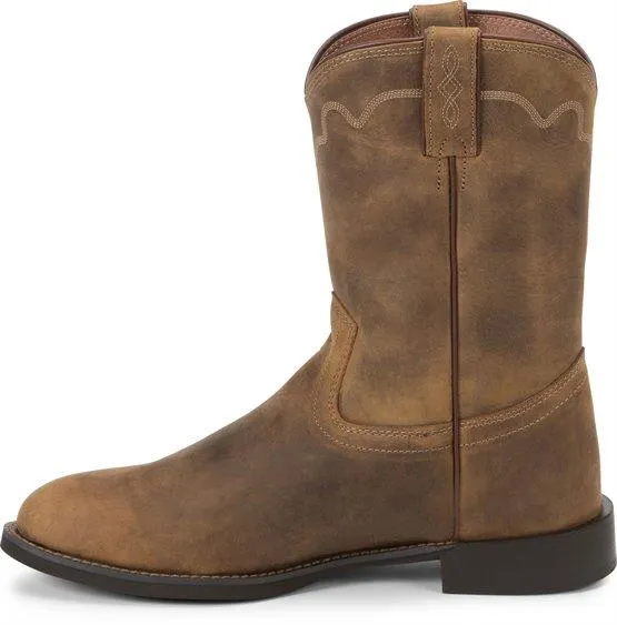 Justin Men's Stampede Jeb Tan Apache Round Toe Roper Boots 3902