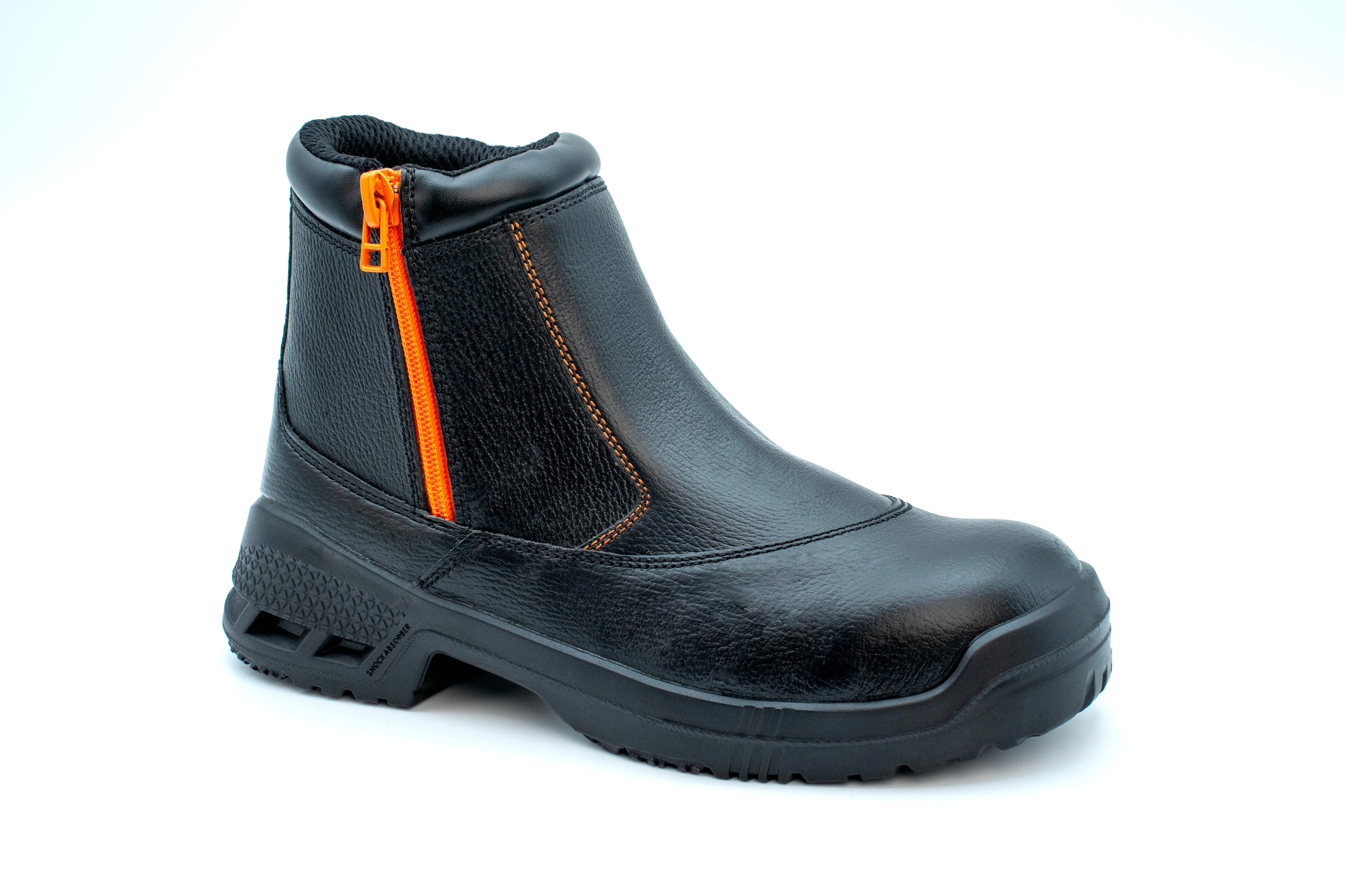 KING'S Black Zipper Mid Cut Safety Shoes Boots | Model : KWD206