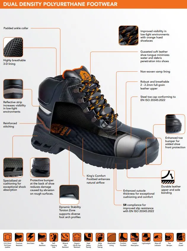 KING'S Black Zipper Mid Cut Safety Shoes Boots | Model : KWD206