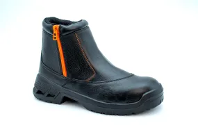 KING'S Black Zipper Mid Cut Safety Shoes Boots | Model : KWD206