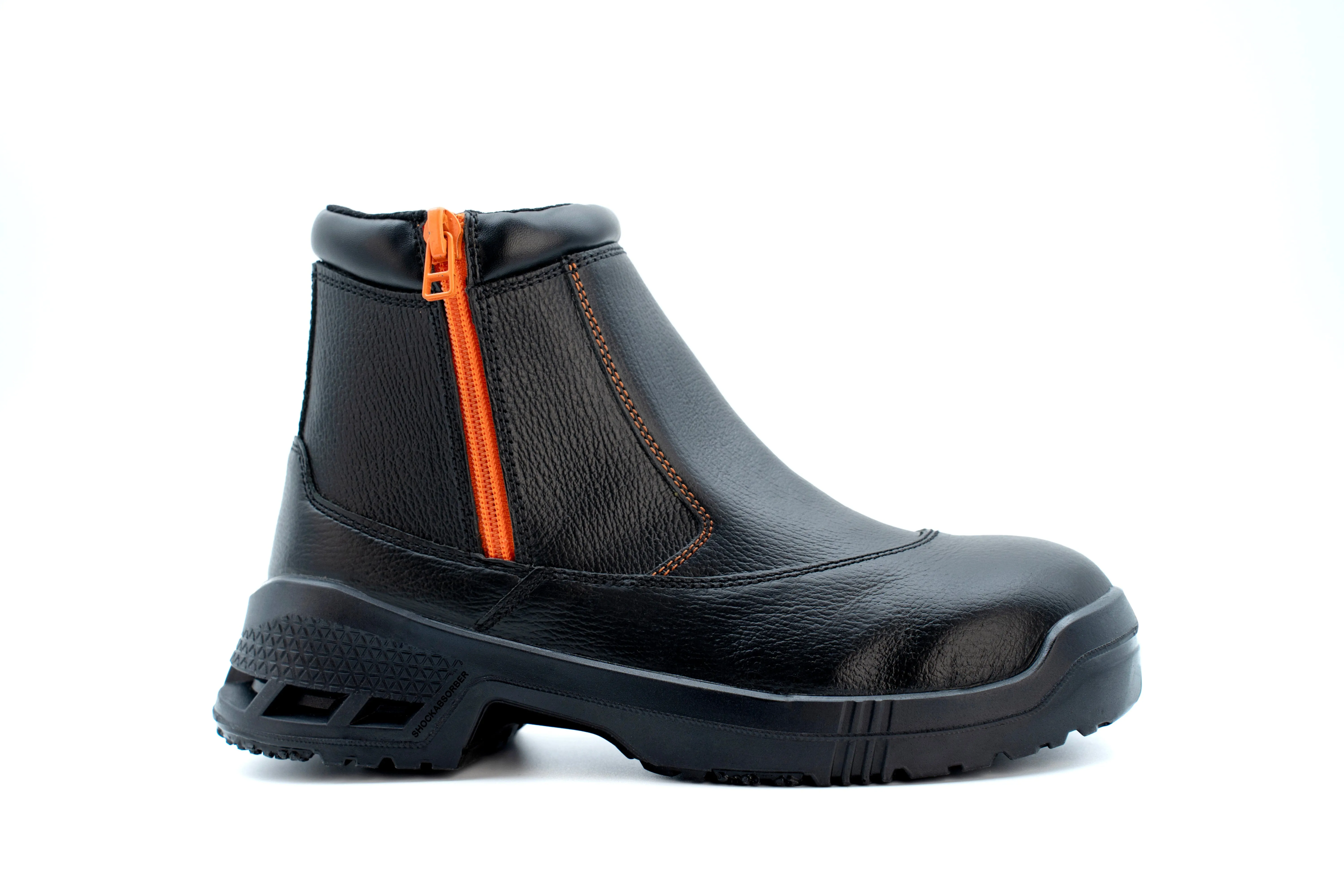 KING'S Black Zipper Mid Cut Safety Shoes Boots | Model : KWD206
