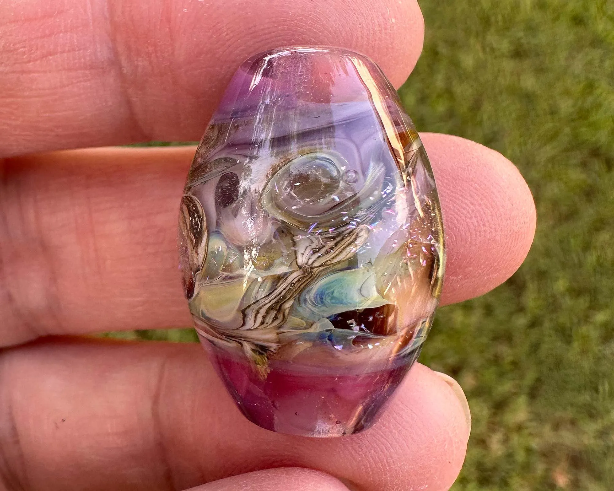 Lavender Pink Dichroic Lampwork Focal Bead