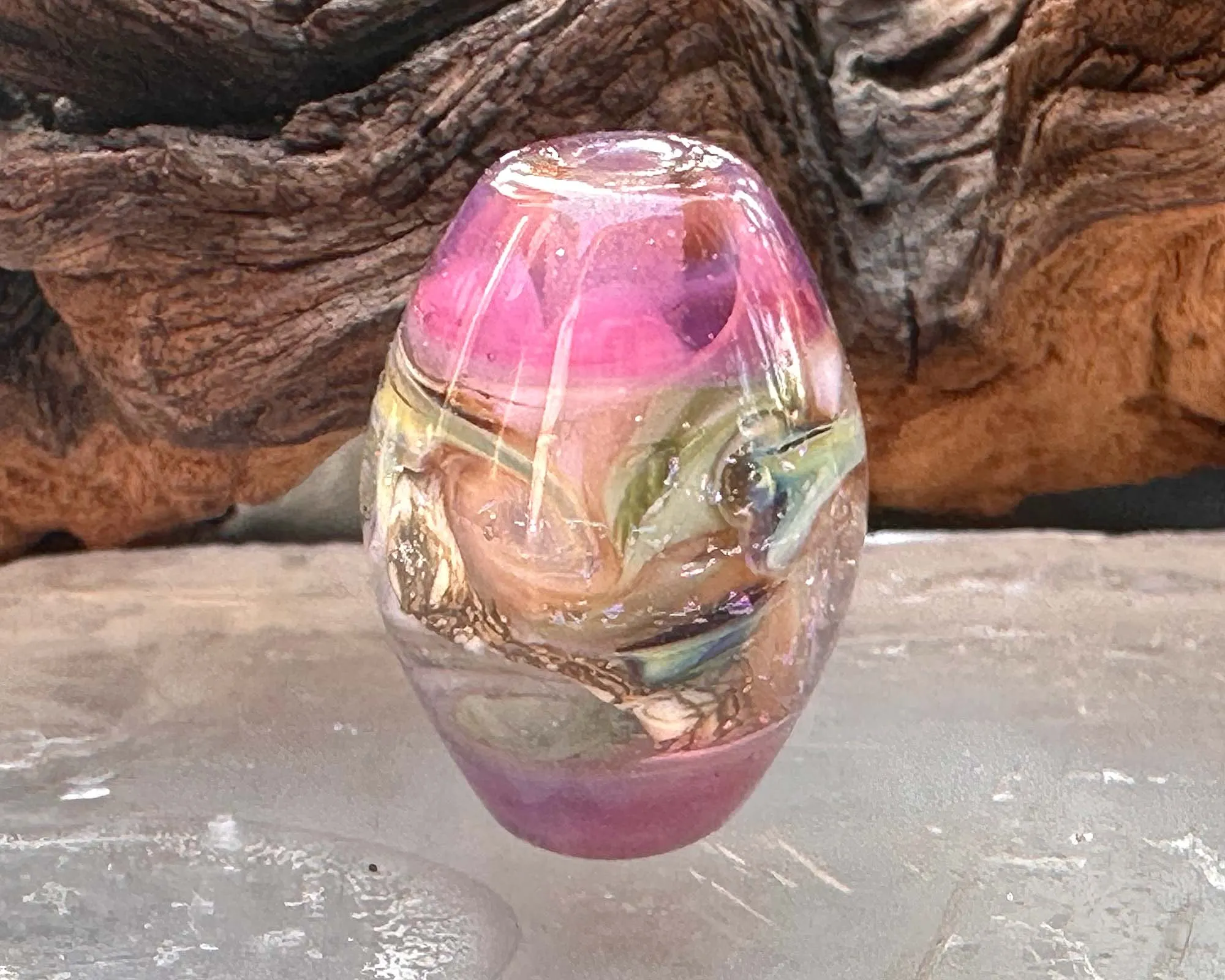 Lavender Pink Dichroic Lampwork Focal Bead