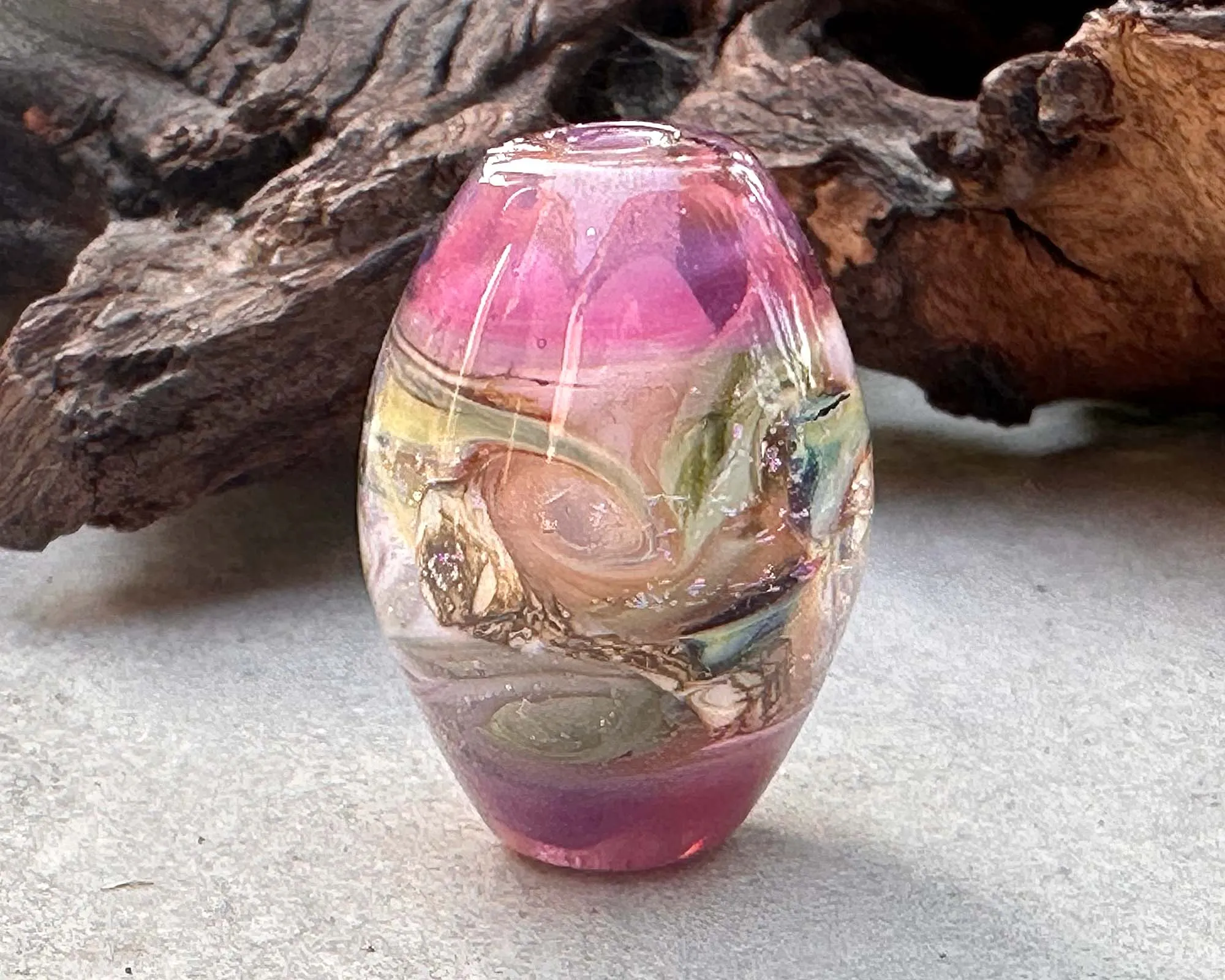 Lavender Pink Dichroic Lampwork Focal Bead