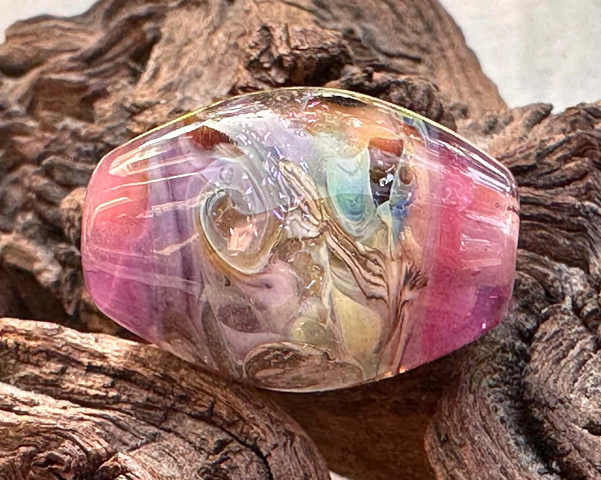 Lavender Pink Dichroic Lampwork Focal Bead