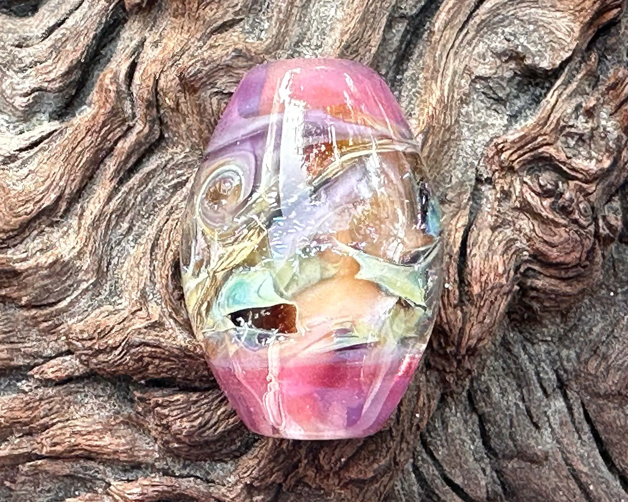 Lavender Pink Dichroic Lampwork Focal Bead