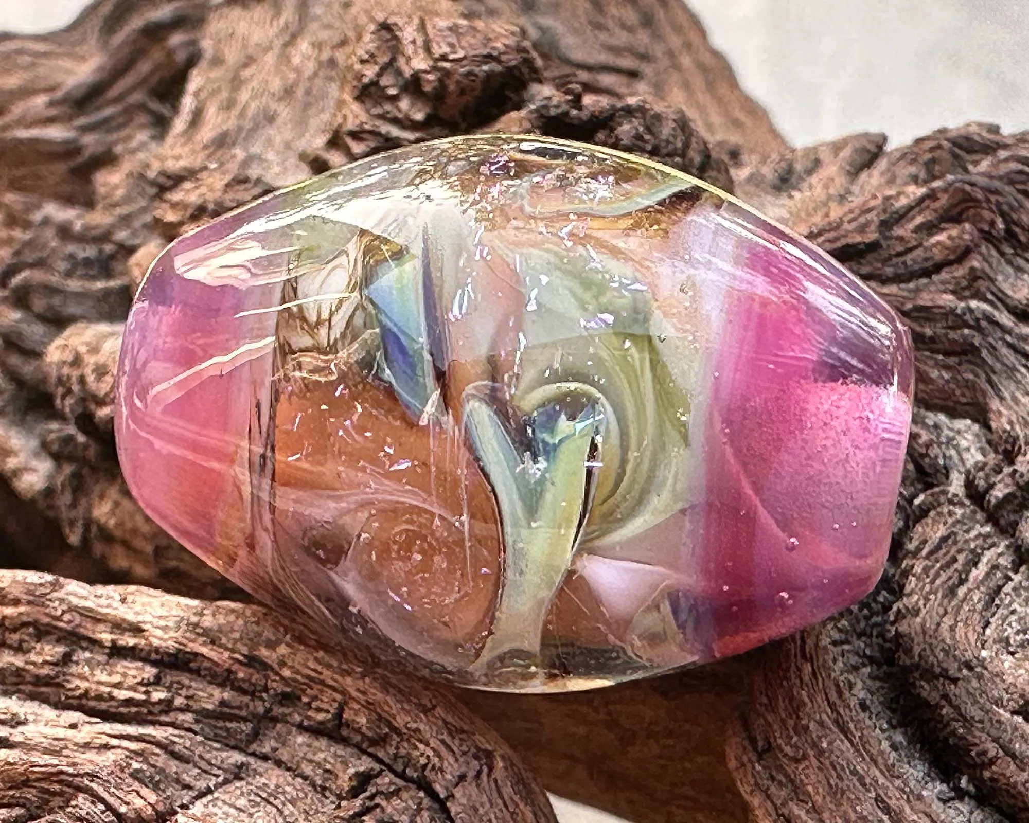 Lavender Pink Dichroic Lampwork Focal Bead