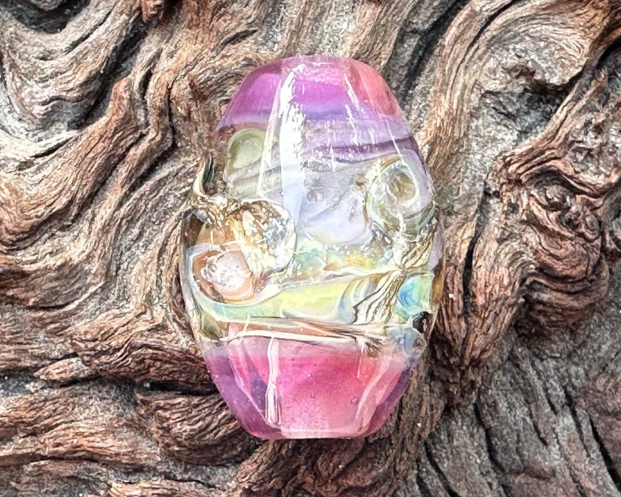 Lavender Pink Dichroic Lampwork Focal Bead