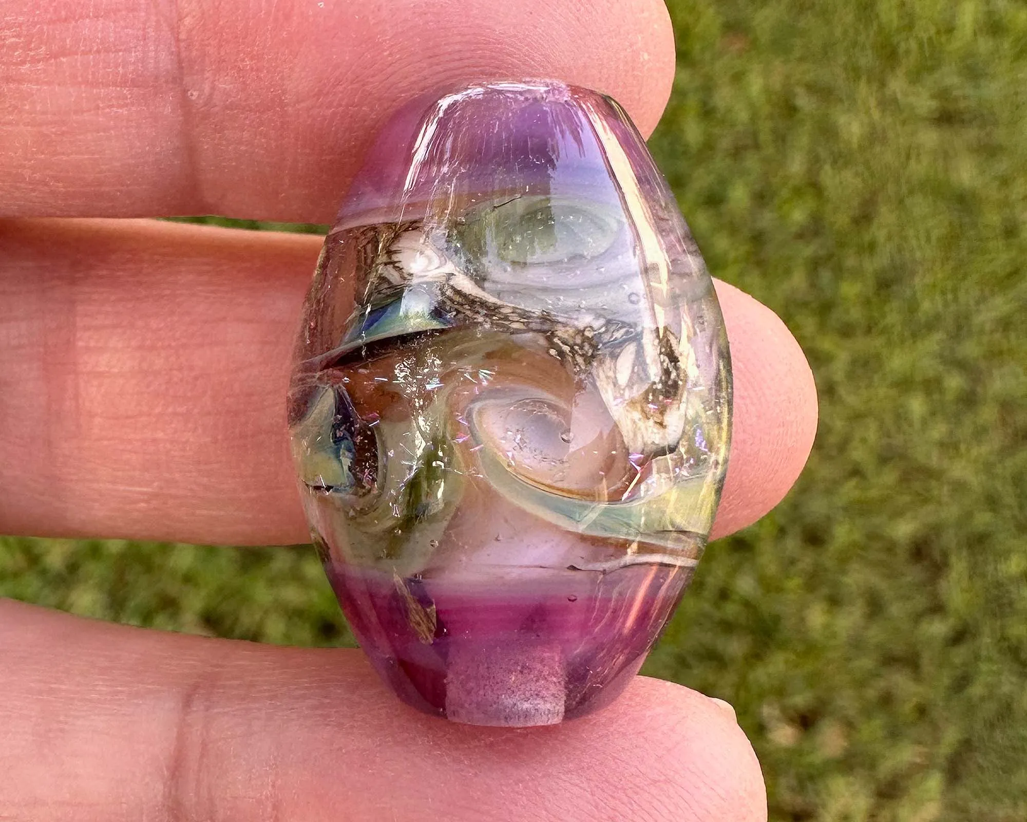 Lavender Pink Dichroic Lampwork Focal Bead