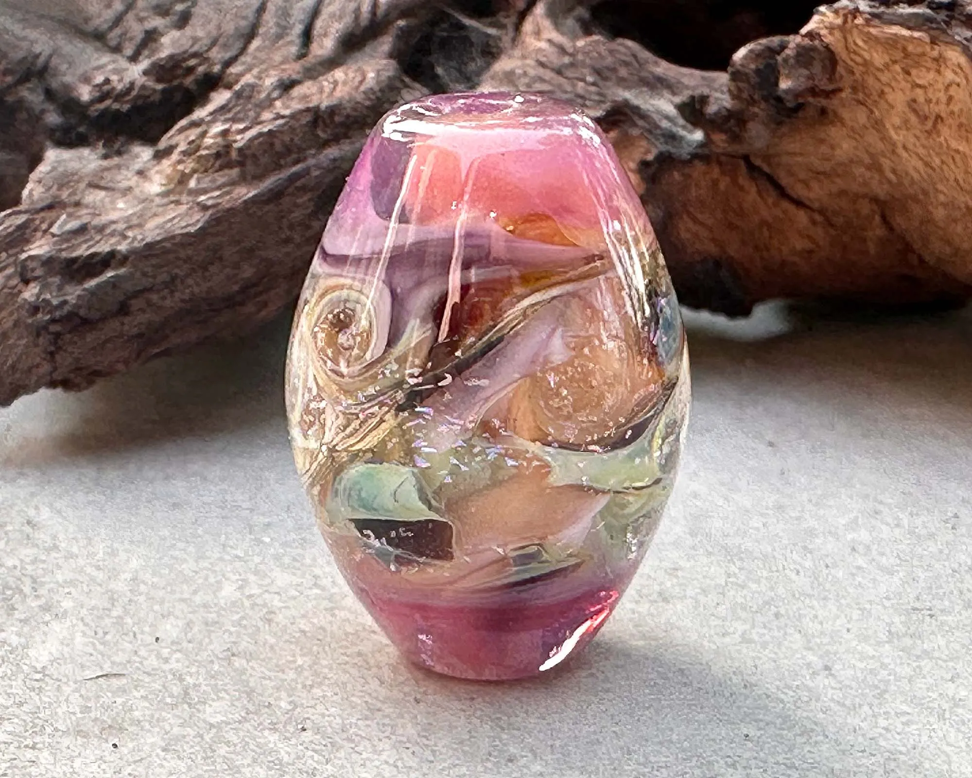 Lavender Pink Dichroic Lampwork Focal Bead