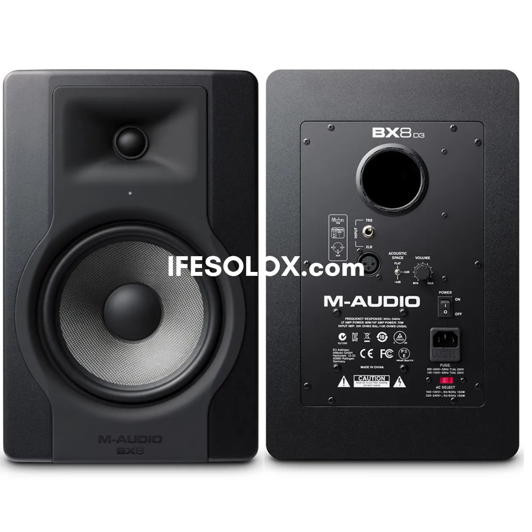 M-AUDIO BX8 D3 Dual (2-Way) 8" 150W Powered Studio Monitor Speaker for Music Production and Mixing - Brand New