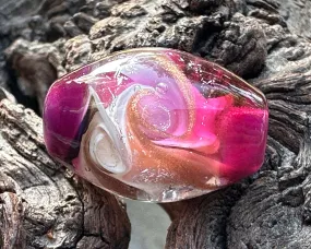 Magenta Swirl Dichroic Lampwork Focal Bead