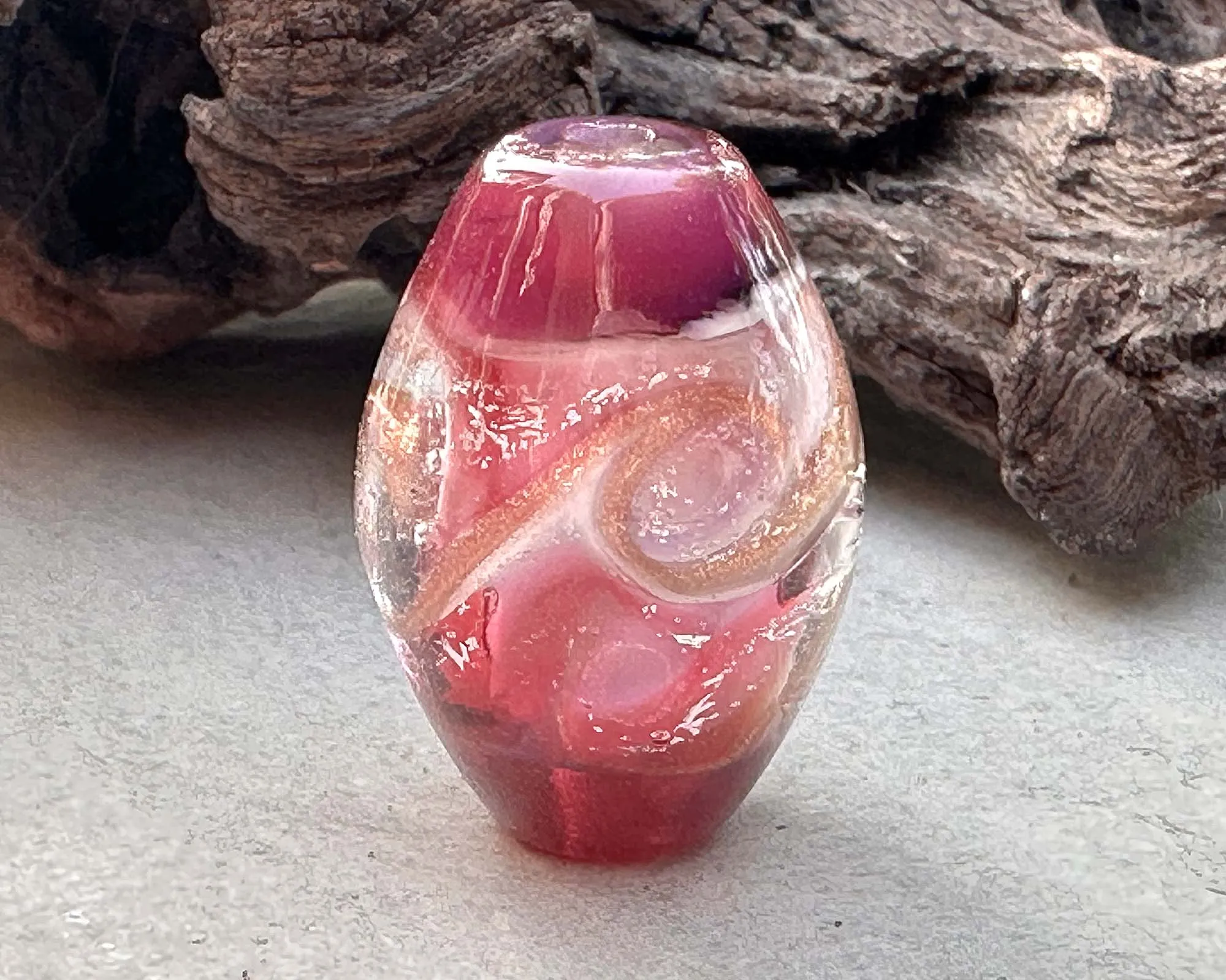 Magenta Swirl Dichroic Lampwork Focal Bead