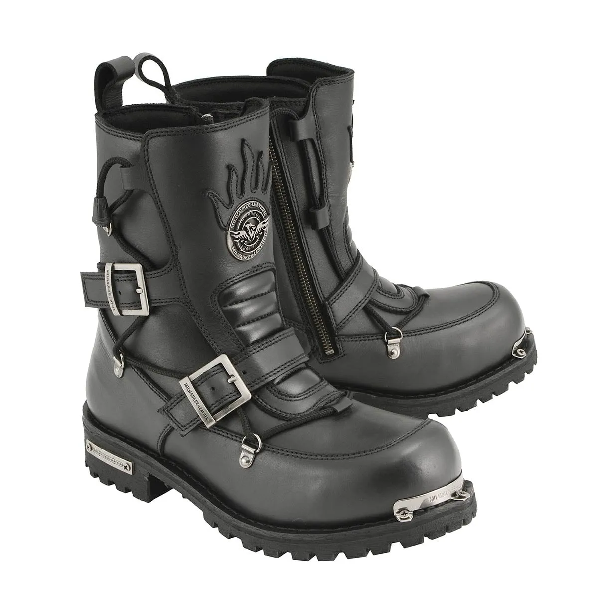 Milwaukee Leather MBM9076 Men’s Black Tactical Logger Leather Boots