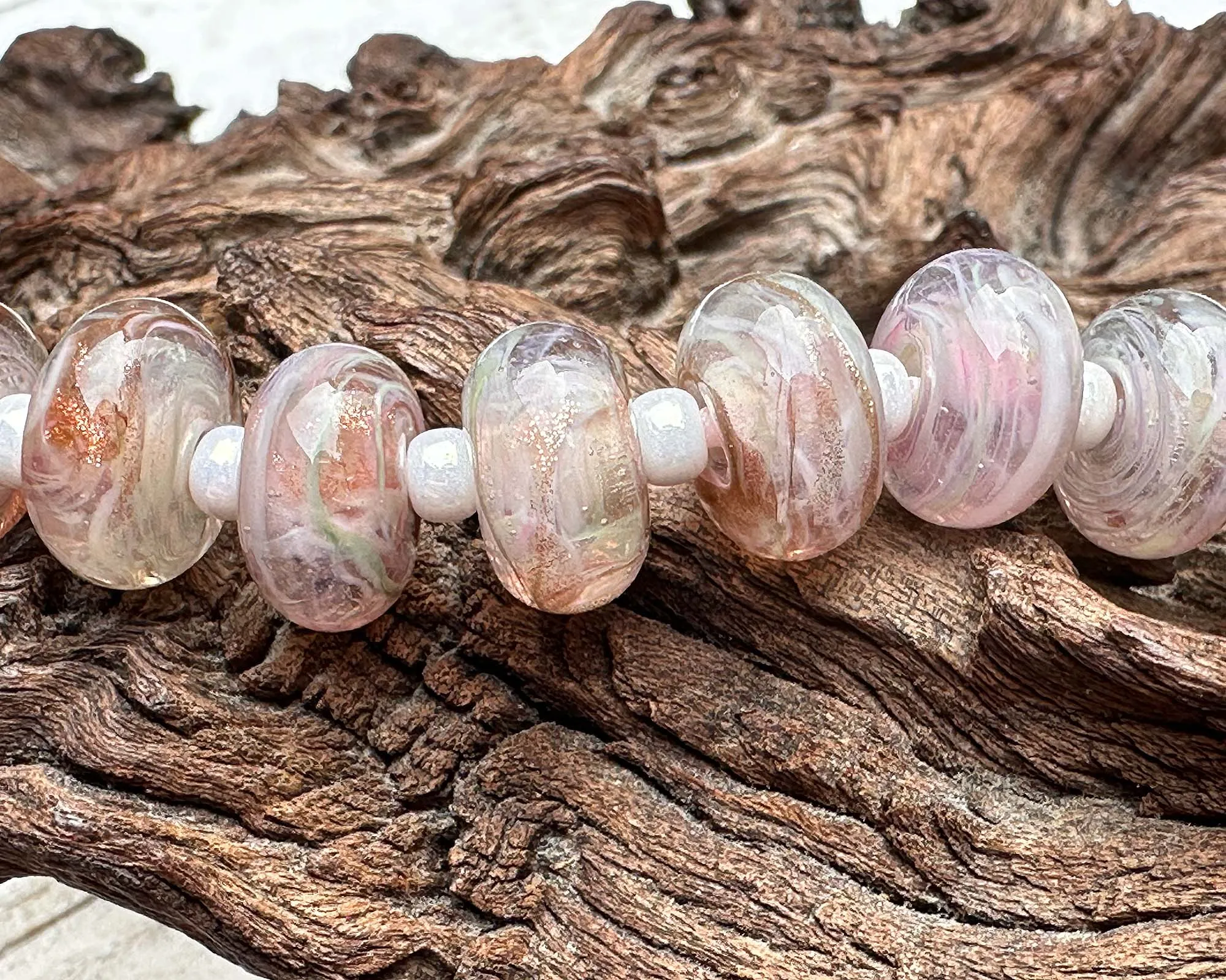 MTO Blushing Pink Shimmer Lampwork Beads