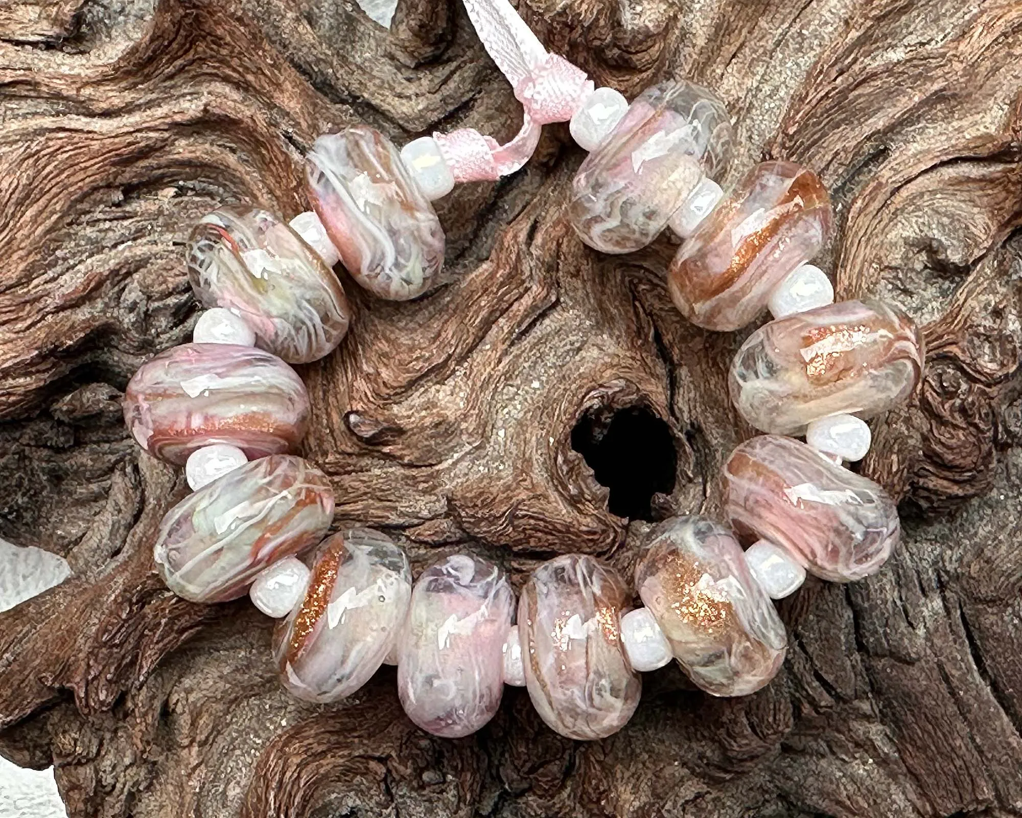 MTO Blushing Pink Shimmer Lampwork Beads