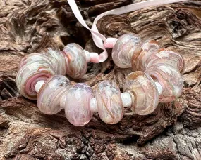 MTO Blushing Pink Shimmer Lampwork Beads
