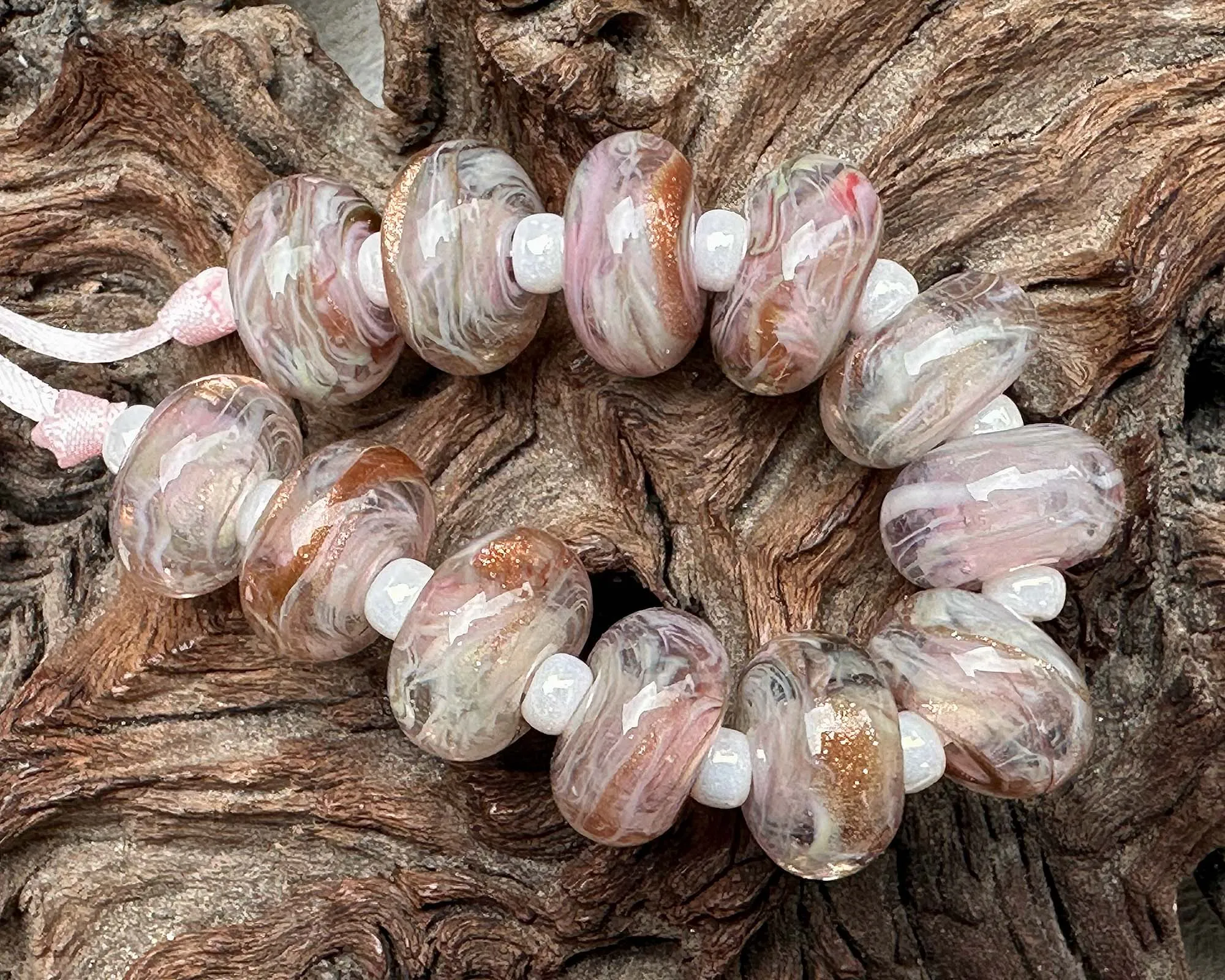 MTO Blushing Pink Shimmer Lampwork Beads