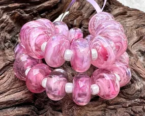 MTO Cherries Jubilee Pink Shimmer Lampwork Beads