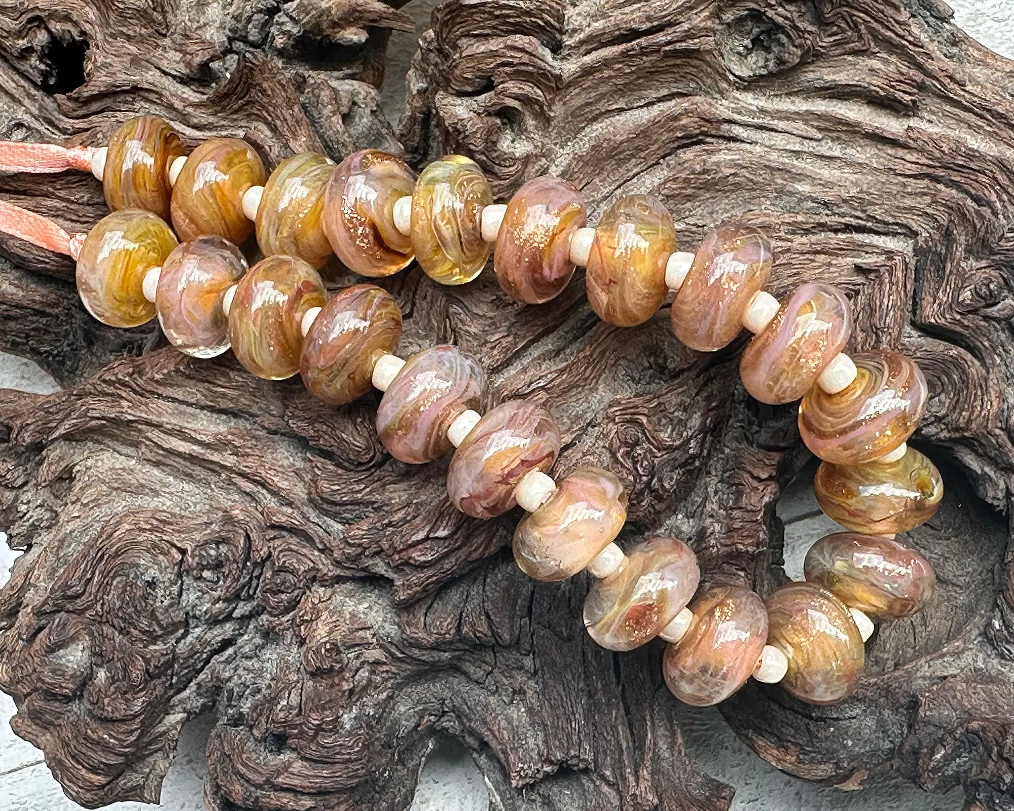 MTO Sunset Glow Pink Shimmer Lampwork Beads
