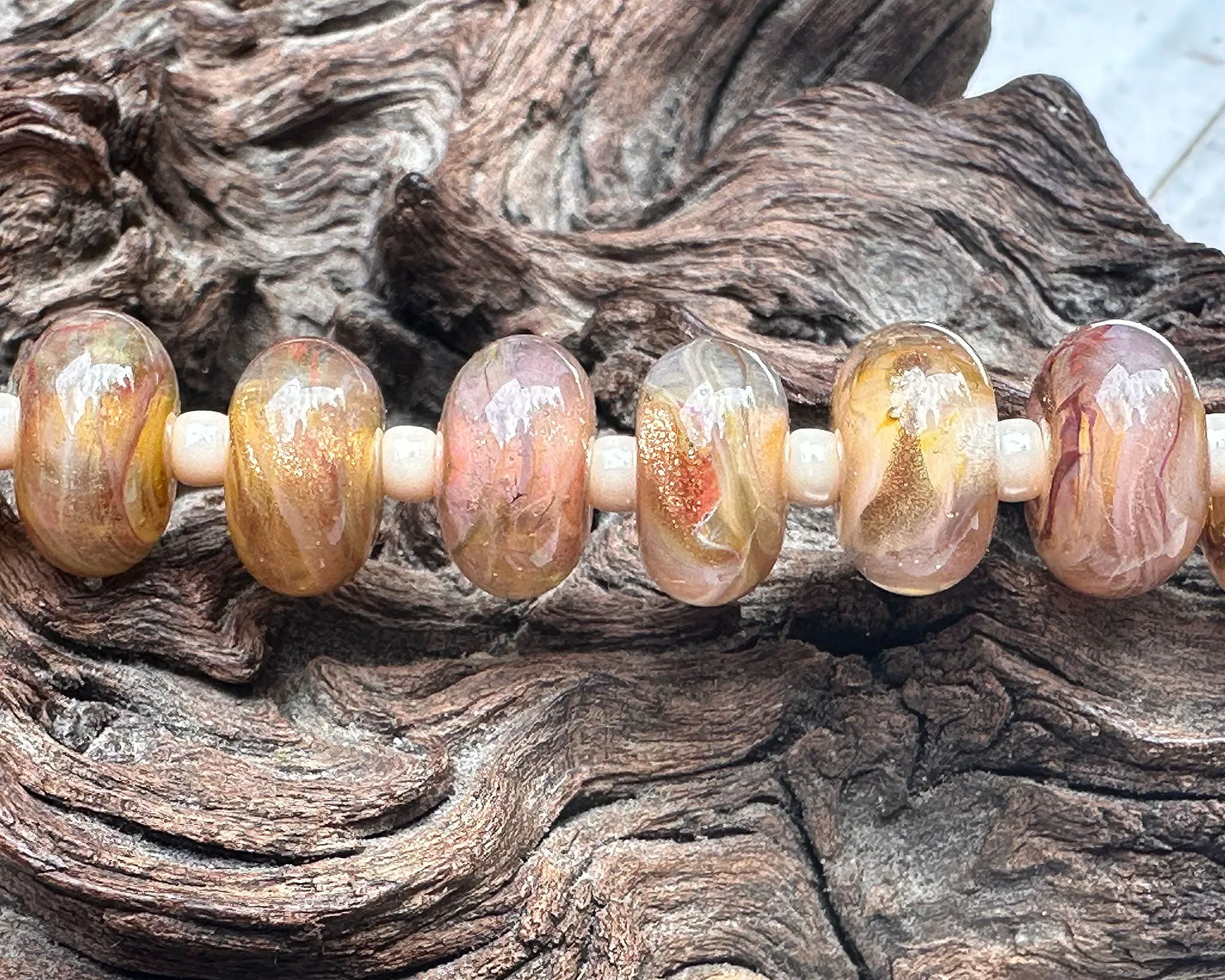 MTO Sunset Glow Pink Shimmer Lampwork Beads