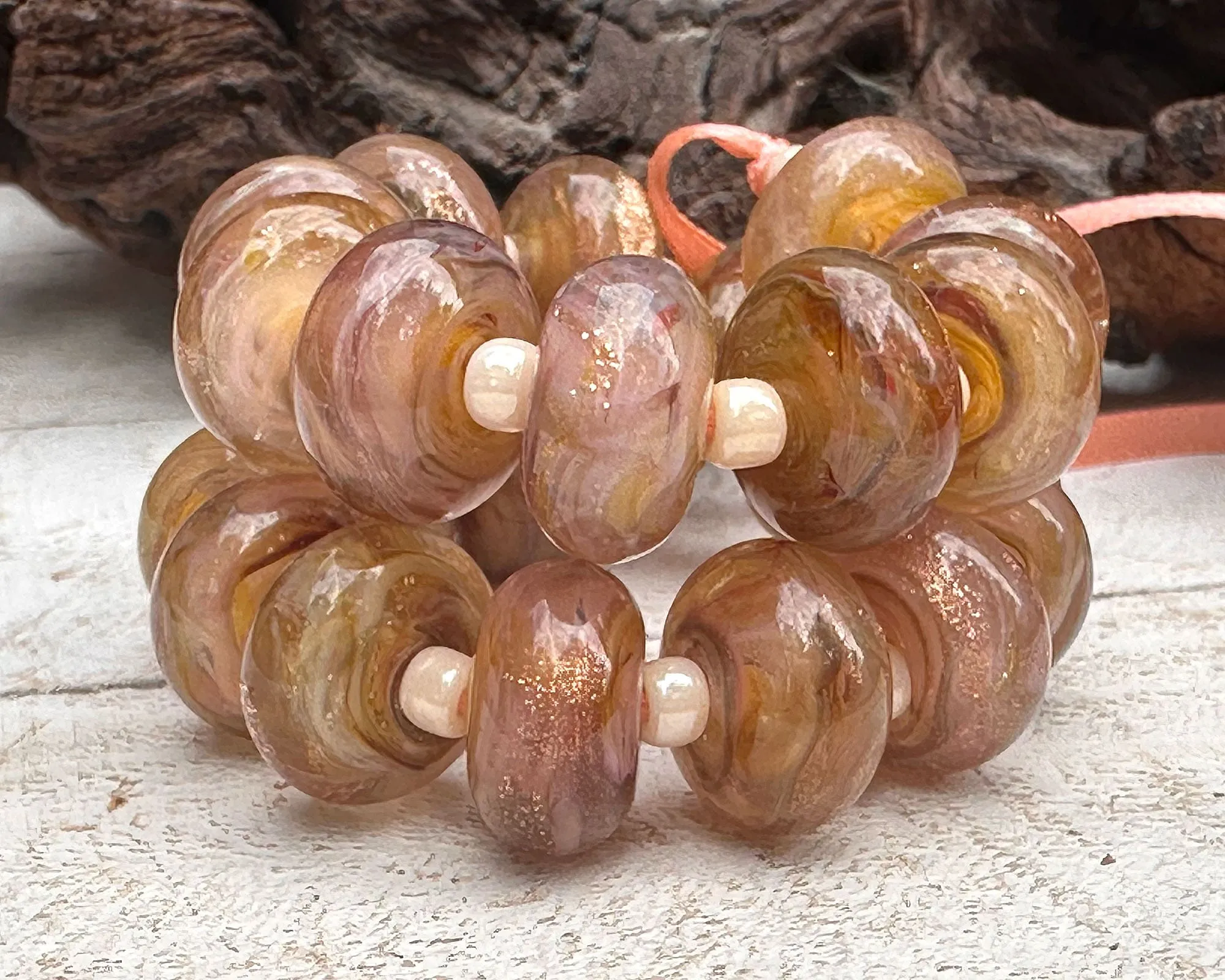 MTO Sunset Glow Pink Shimmer Lampwork Beads