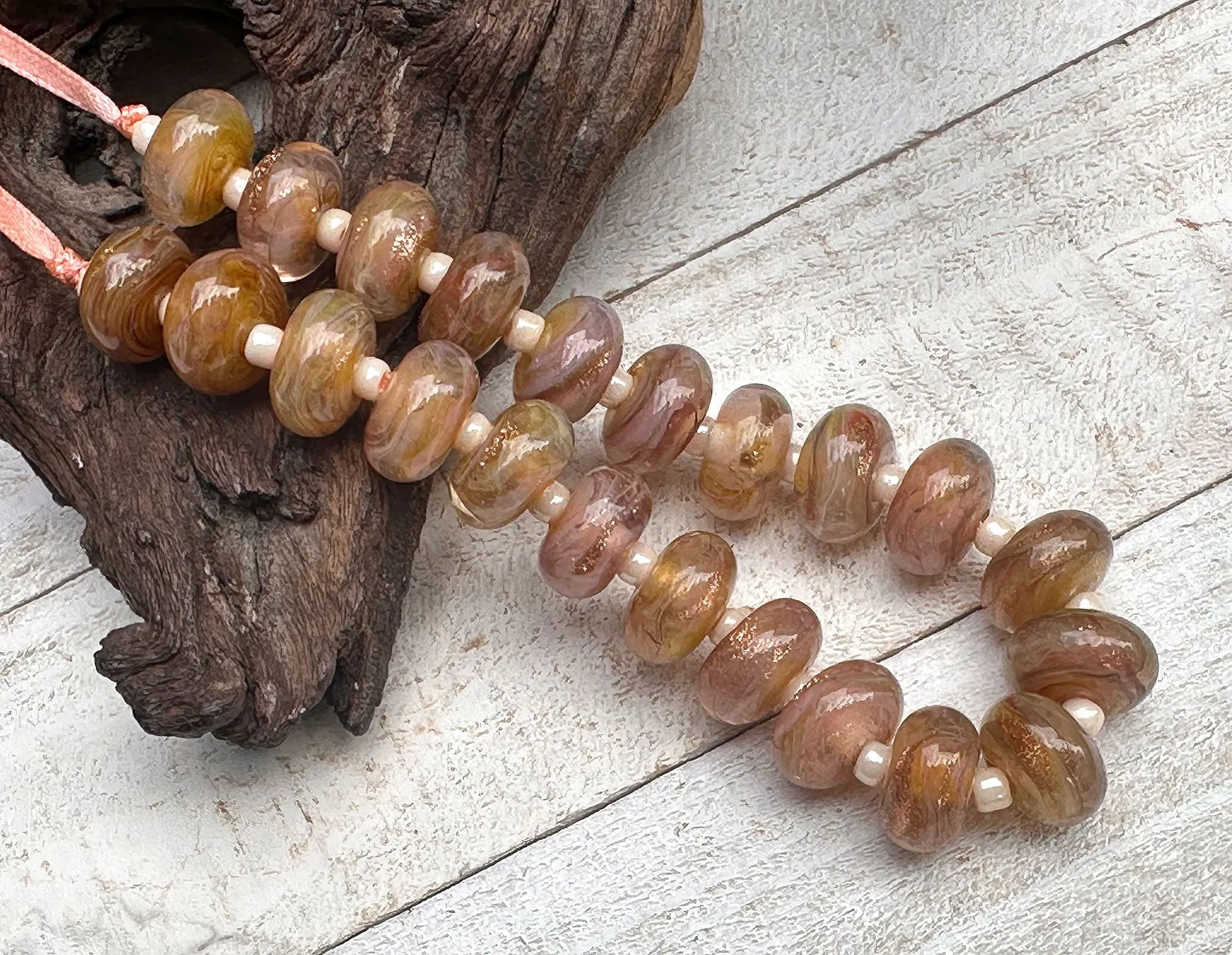 MTO Sunset Glow Pink Shimmer Lampwork Beads