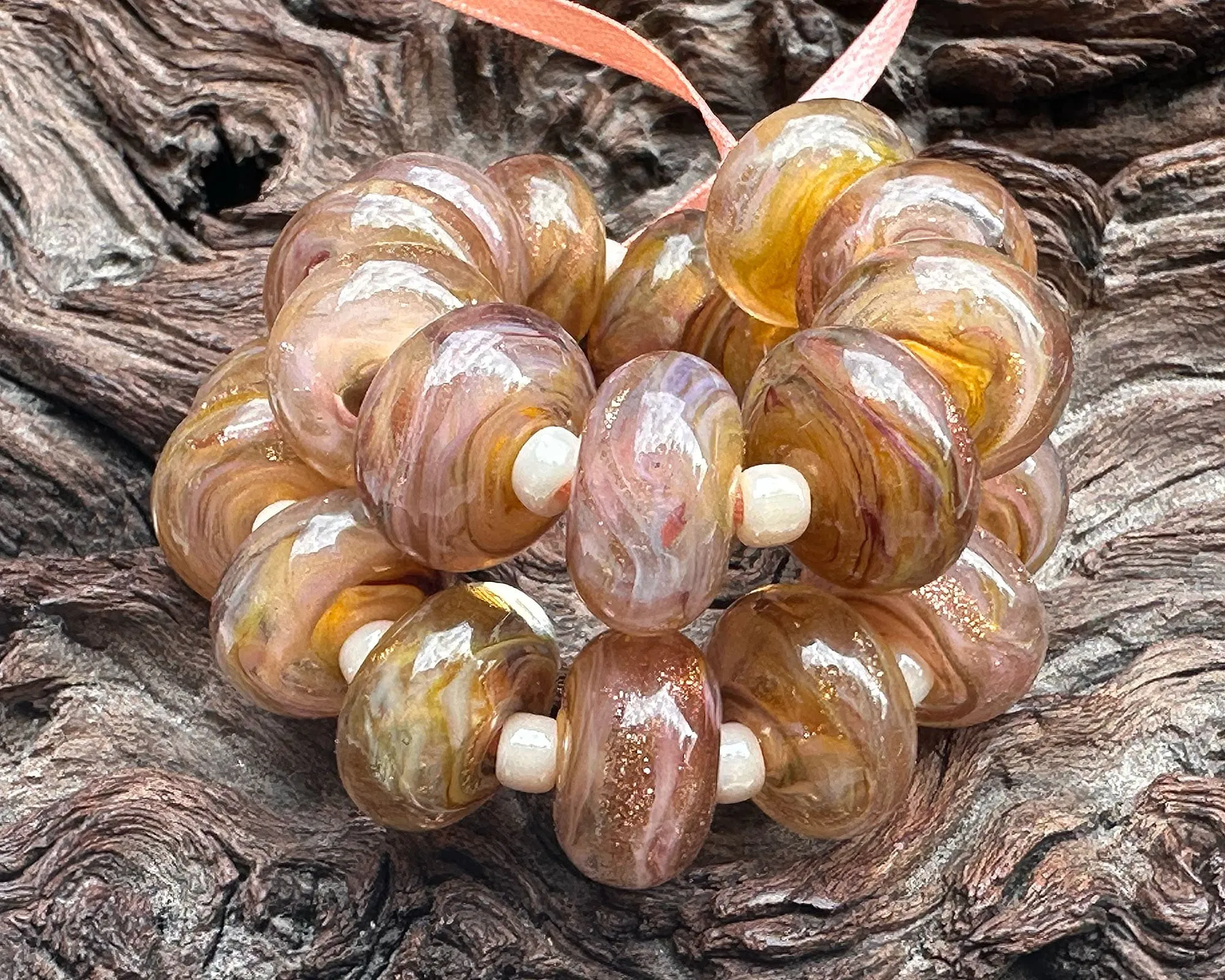 MTO Sunset Glow Pink Shimmer Lampwork Beads