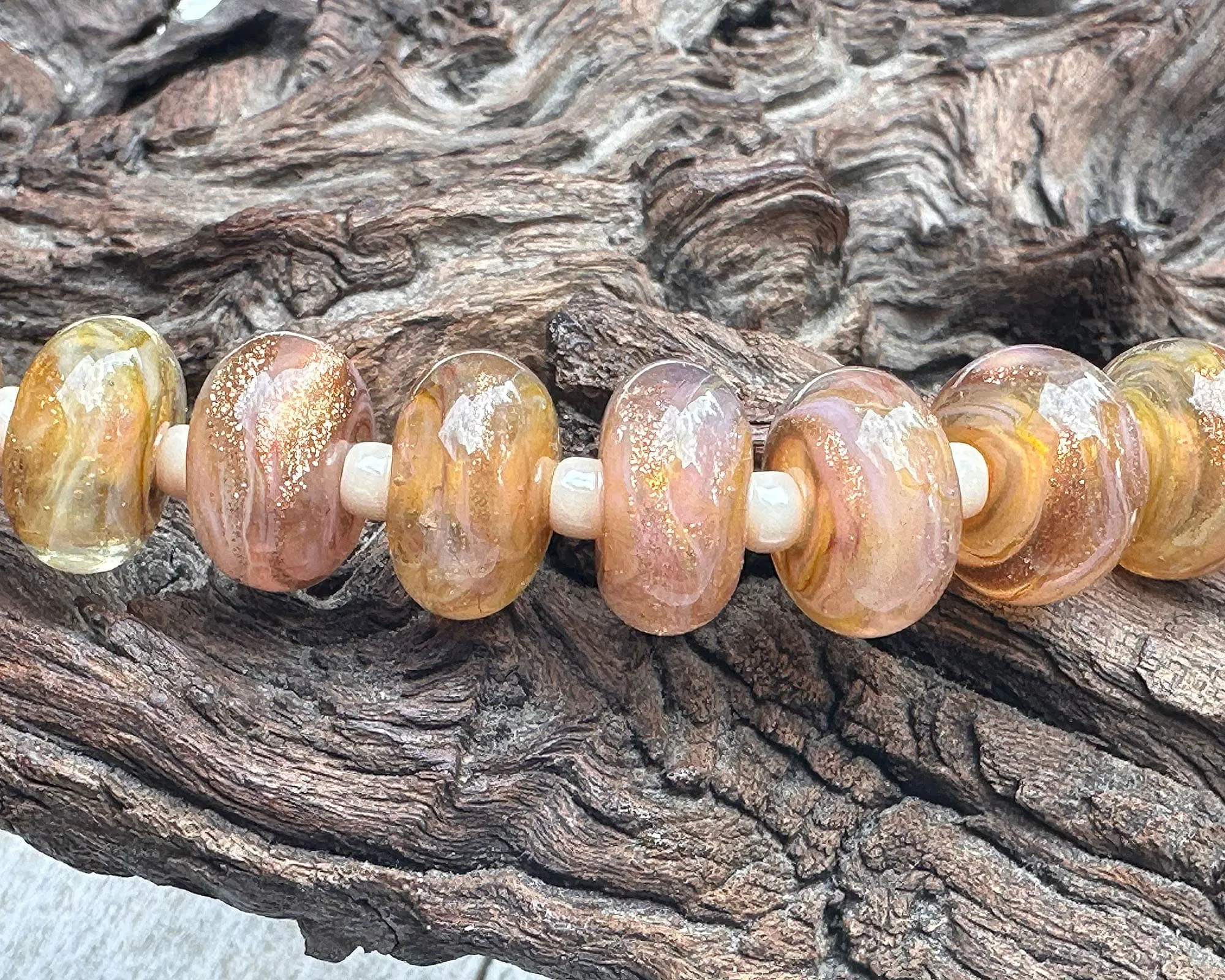 MTO Sunset Glow Pink Shimmer Lampwork Beads