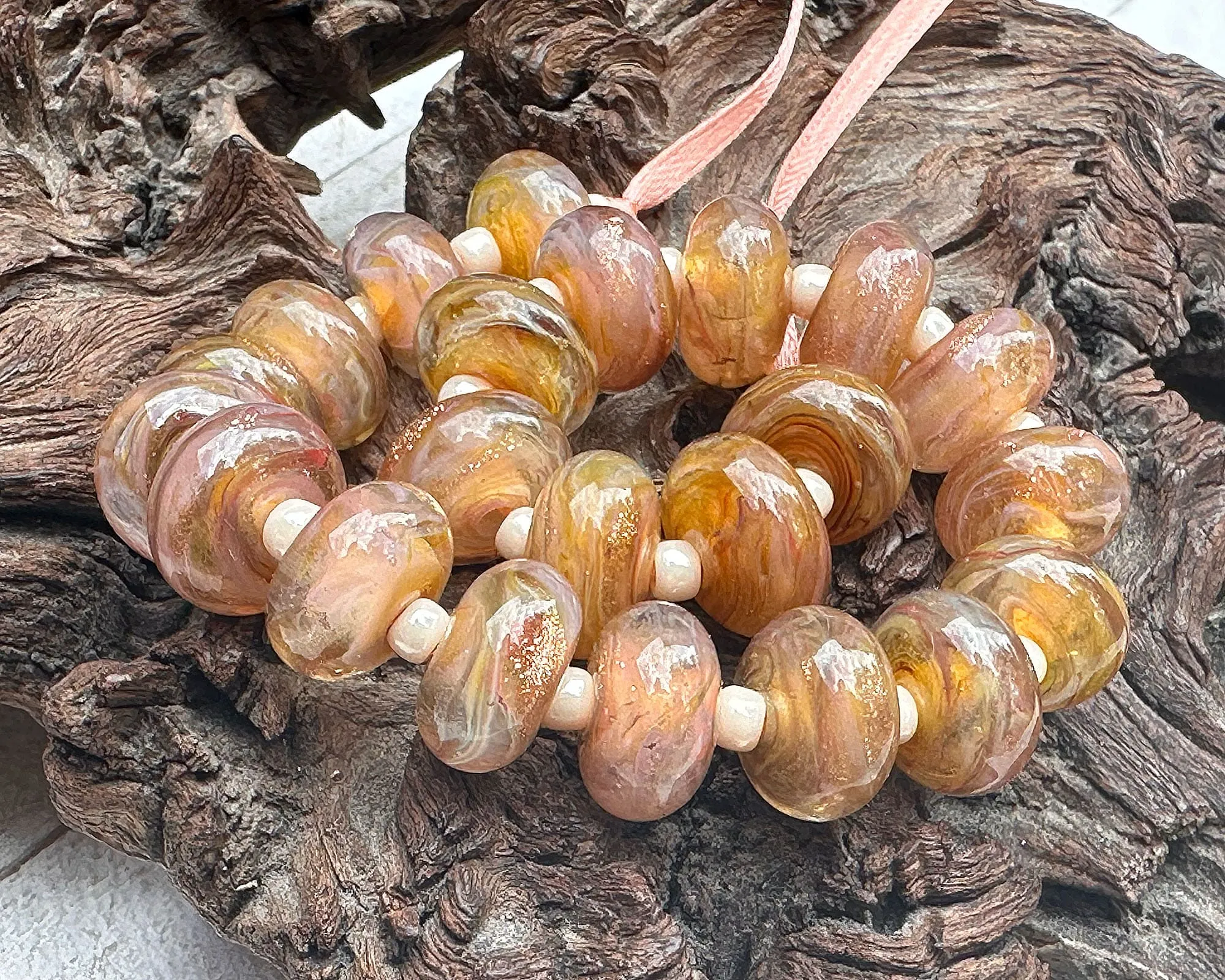 MTO Sunset Glow Pink Shimmer Lampwork Beads
