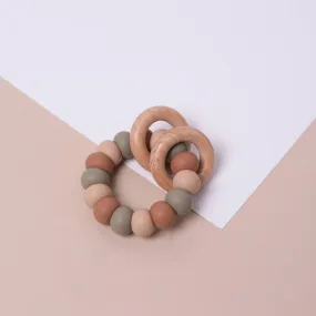 Neutral Mix Silicone and Beechwood Teether