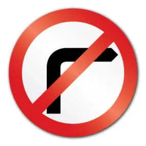 No right turn 600mm (Post/Fence Fix)