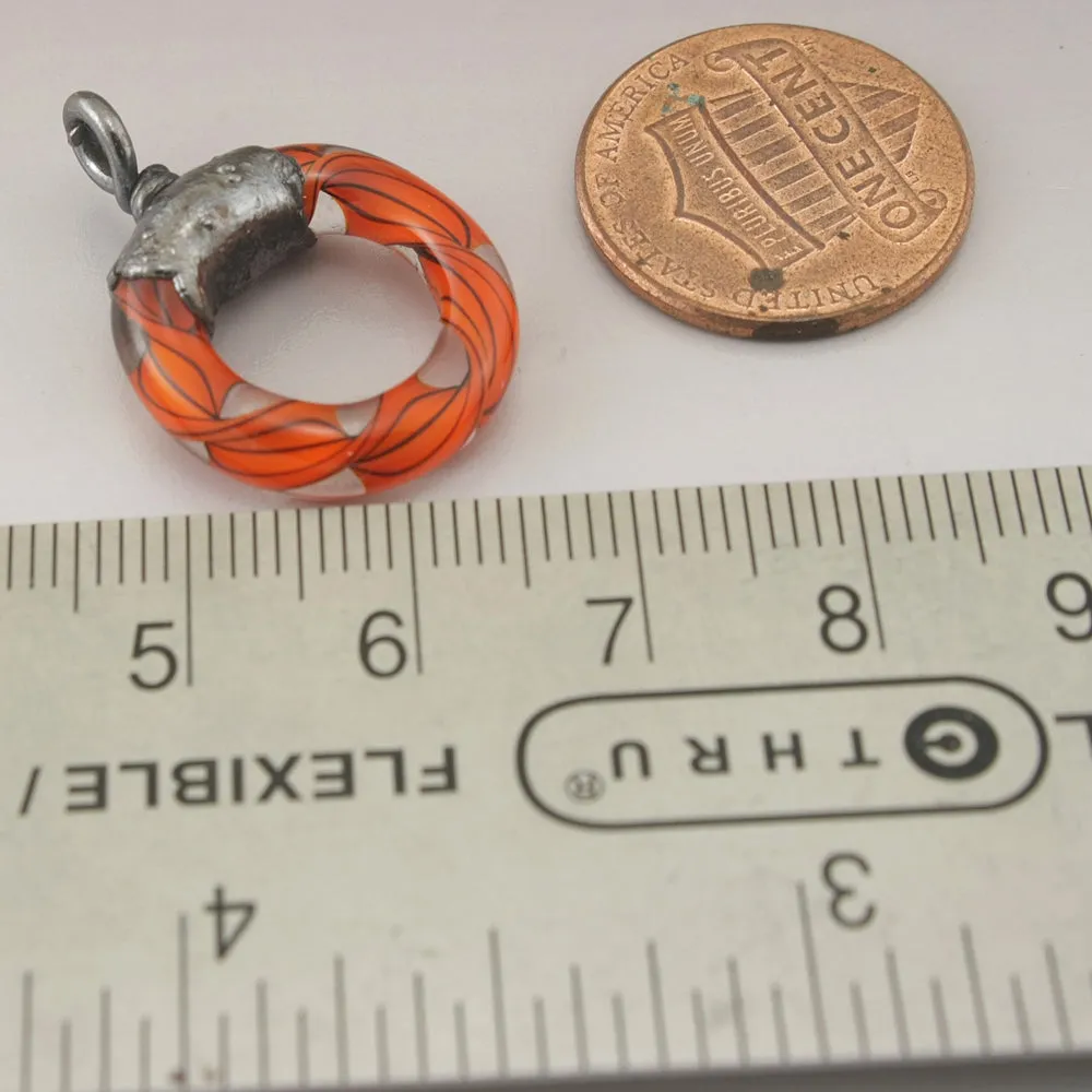 Orange and Black Helix Twist Circle with Copper Electroforming