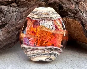 Orange Organic Lampwork Focal Bead SRA