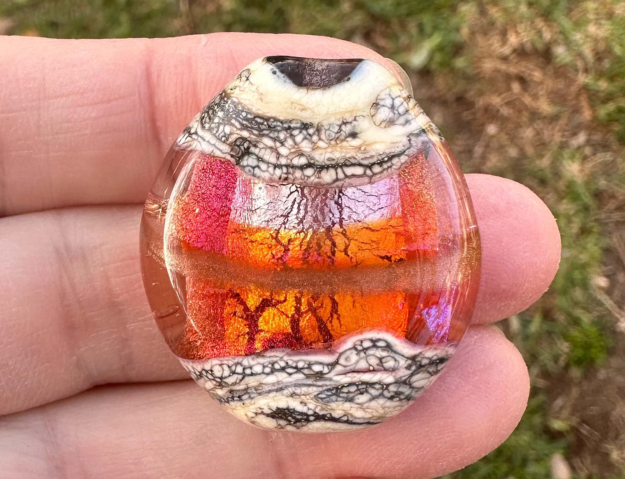 Orange Organic Lampwork Focal Bead SRA